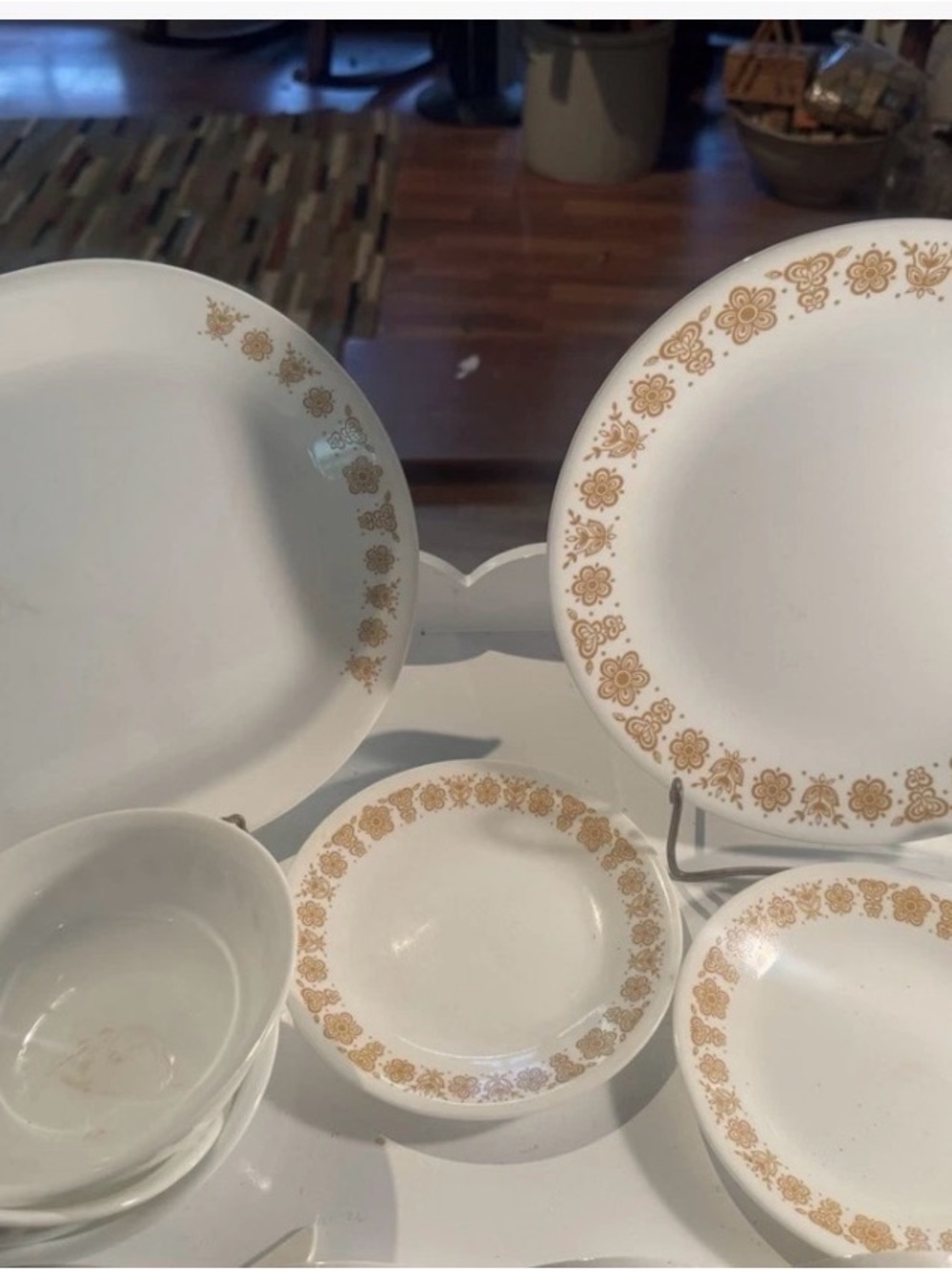 Vintage Corelle Corning Butterfly Gold 1 Platter, Plate, 3 Bowls, 2 Bread Plates